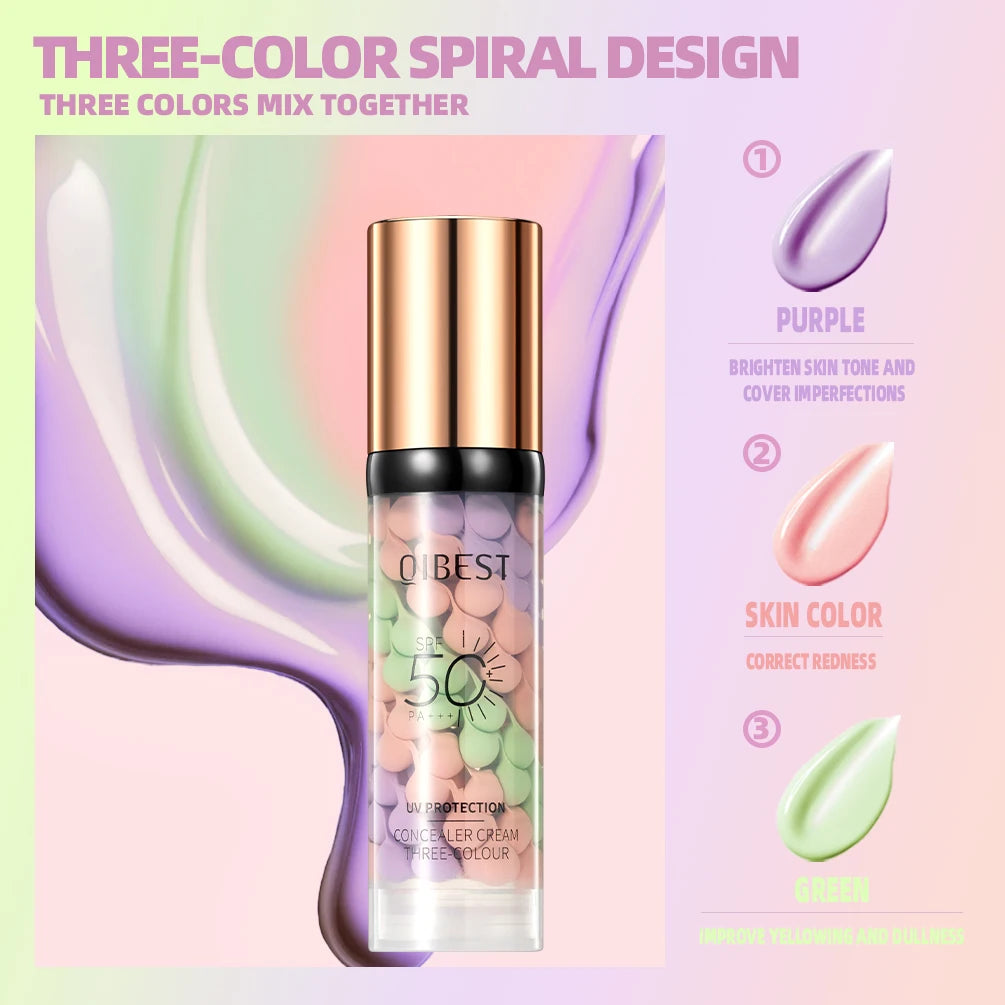 QiBest Three Color Liquid Concealer Makeup Primer