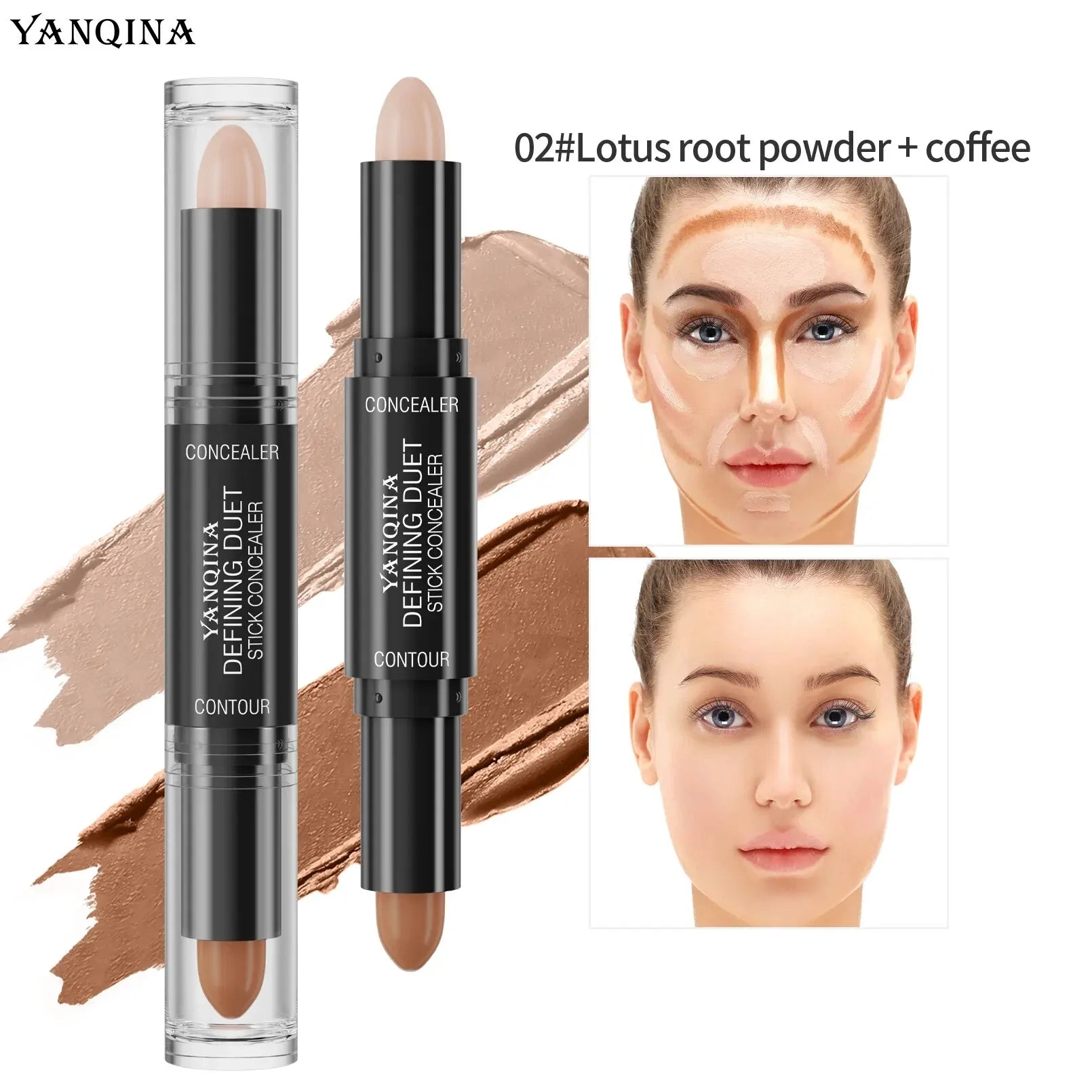 YANQINA Double-Ended Contour Stick Duo for Highlighting & Sculpting