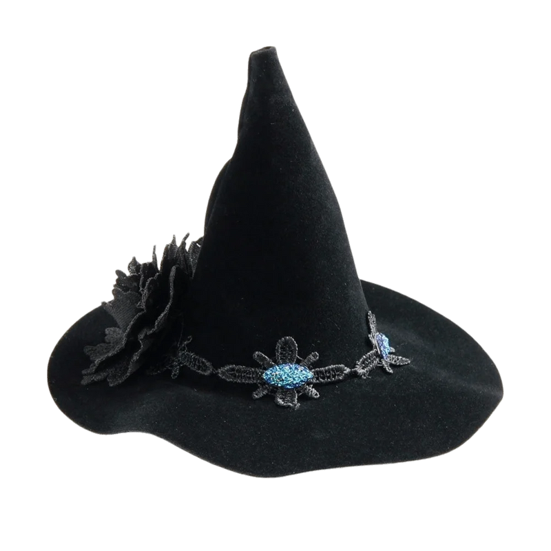 Flower Witch Hat Hair Clip Skull Spider Gothic Style Halloween Hair Clip Headdress Dark Black Witch Hairpins Cosplay