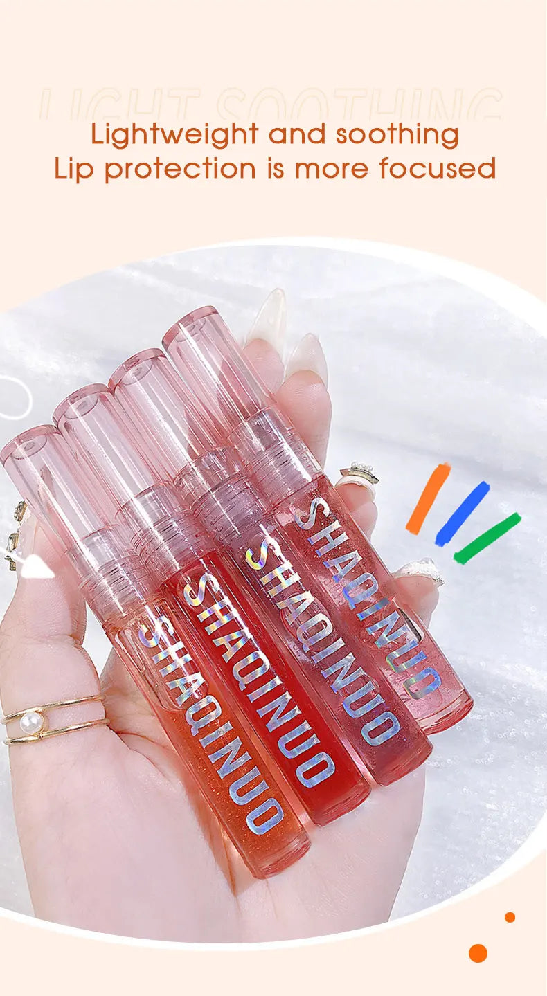 Four pack lip gloss set box, water gloss jelly lip gloss, moisturizing glass lips, not easy to stick to cup