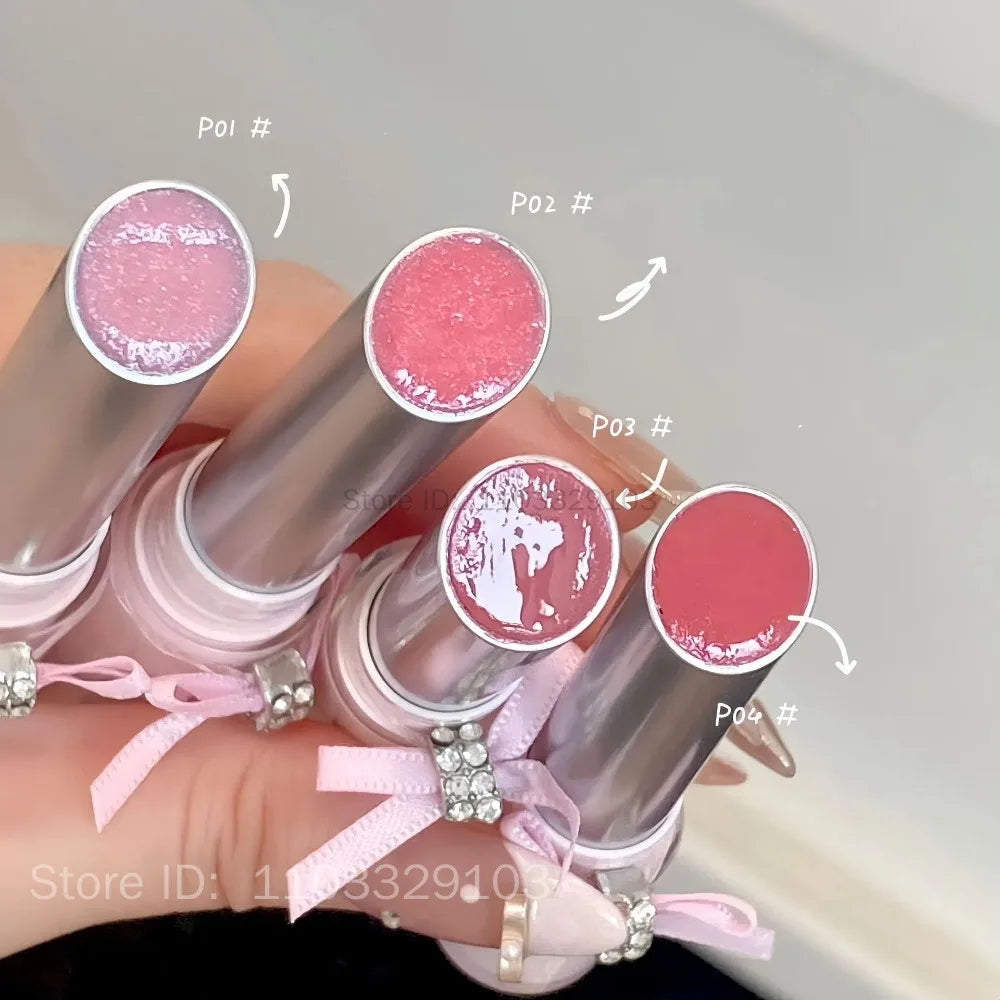 FLORTTE Glass Sea Series Solid Lip Gloss Water Light Mirror Lip Glaze Moisturizing Long-lasting Lip Tint Lip Plumper Makeup