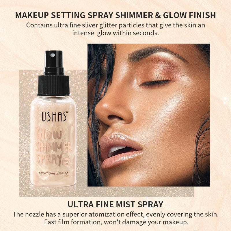 USHAS Glow Shimmer Spray Liquid Highlighter for Face & Body