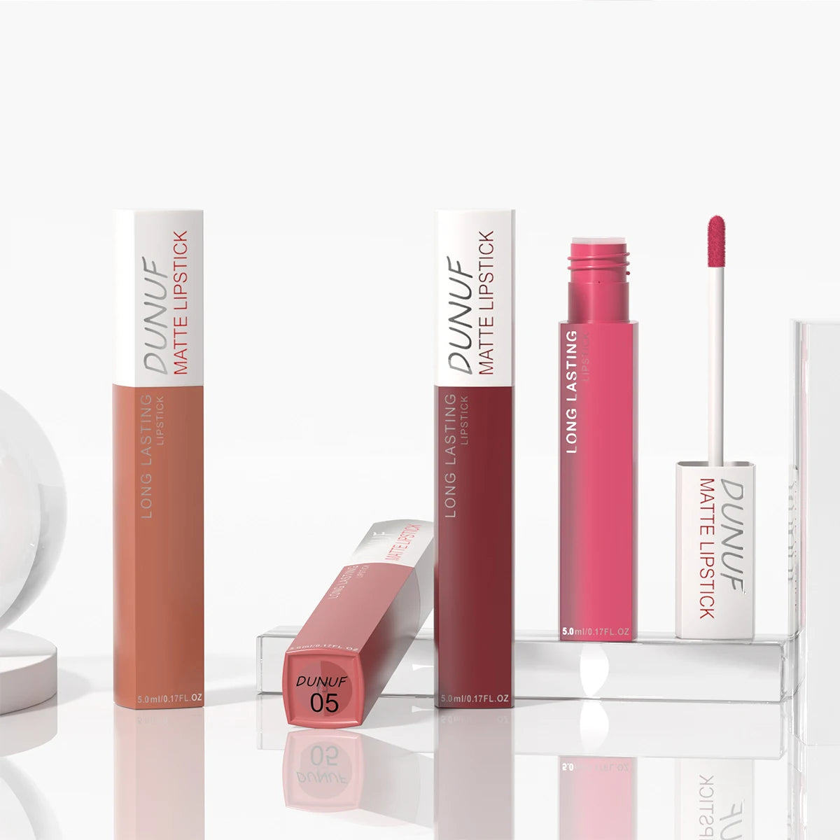 6Pcs/8Pcs Matte Color Lasting Lip Gloss Set Three-Dimensional Plastic Lips Waterproof Anti-Sweat Non-Stick Cup Lipstick Set