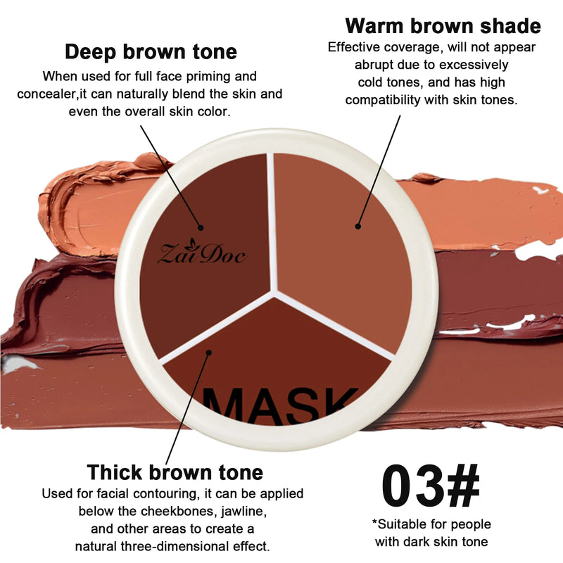 ZaiDoc 3-Color Full Coverage Cream Concealer Palette