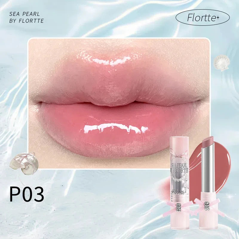 FLORTTE Glass Sea Series Solid Lip Gloss Water Light Mirror Lip Glaze Moisturizing Long-lasting Lip Tint Lip Plumper Makeup