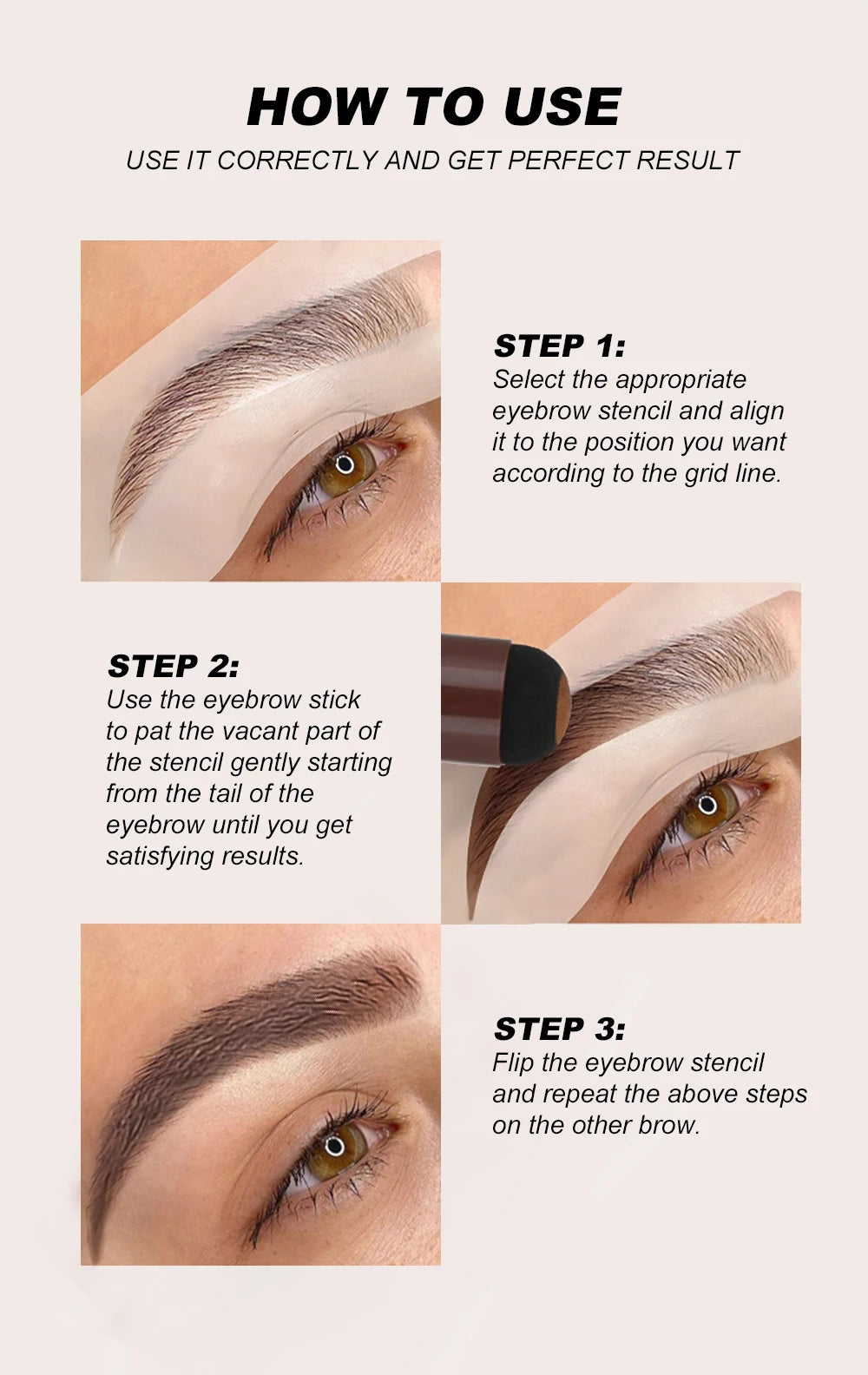 Eyebrow Stamp Stencil Kit - 1 Pcs Eye Brow Stamp Shaping Kit Long-Lasting Waterproof, Eyebrow Makeup Brow Shape with 10 PCS