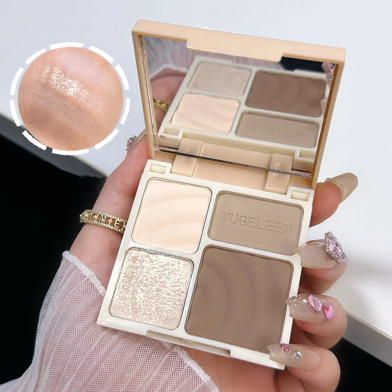 MUGELEEN 4 Color Contour Highlighter Makeup Palette
