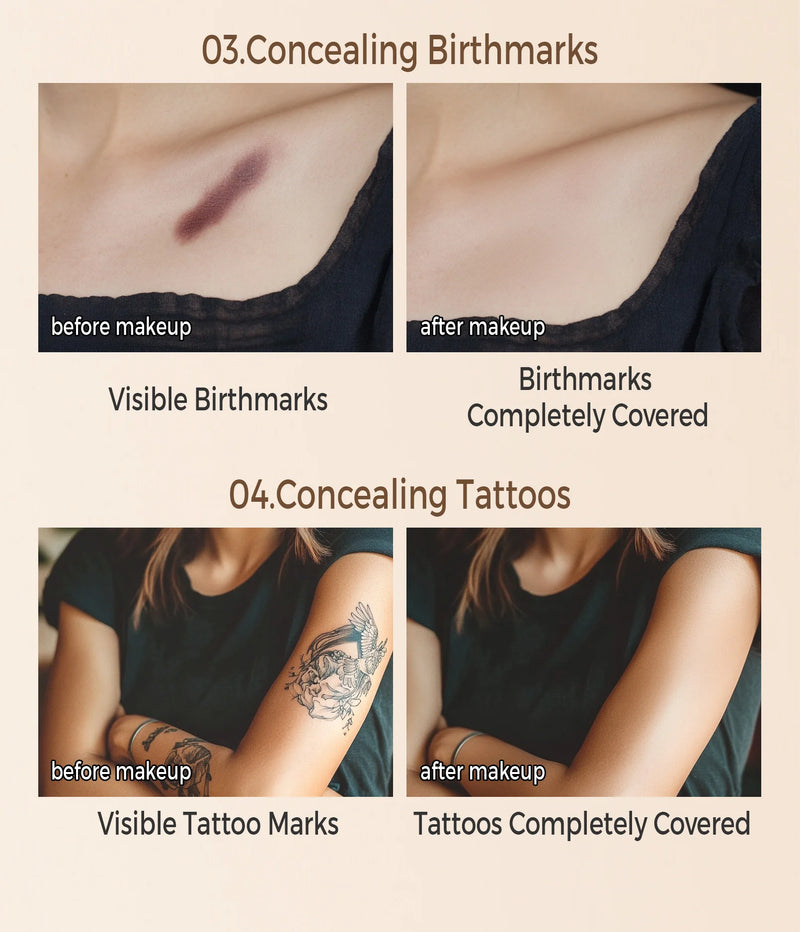 QIC Waterproof Full Coverage Concealer for Tattoos & Scars