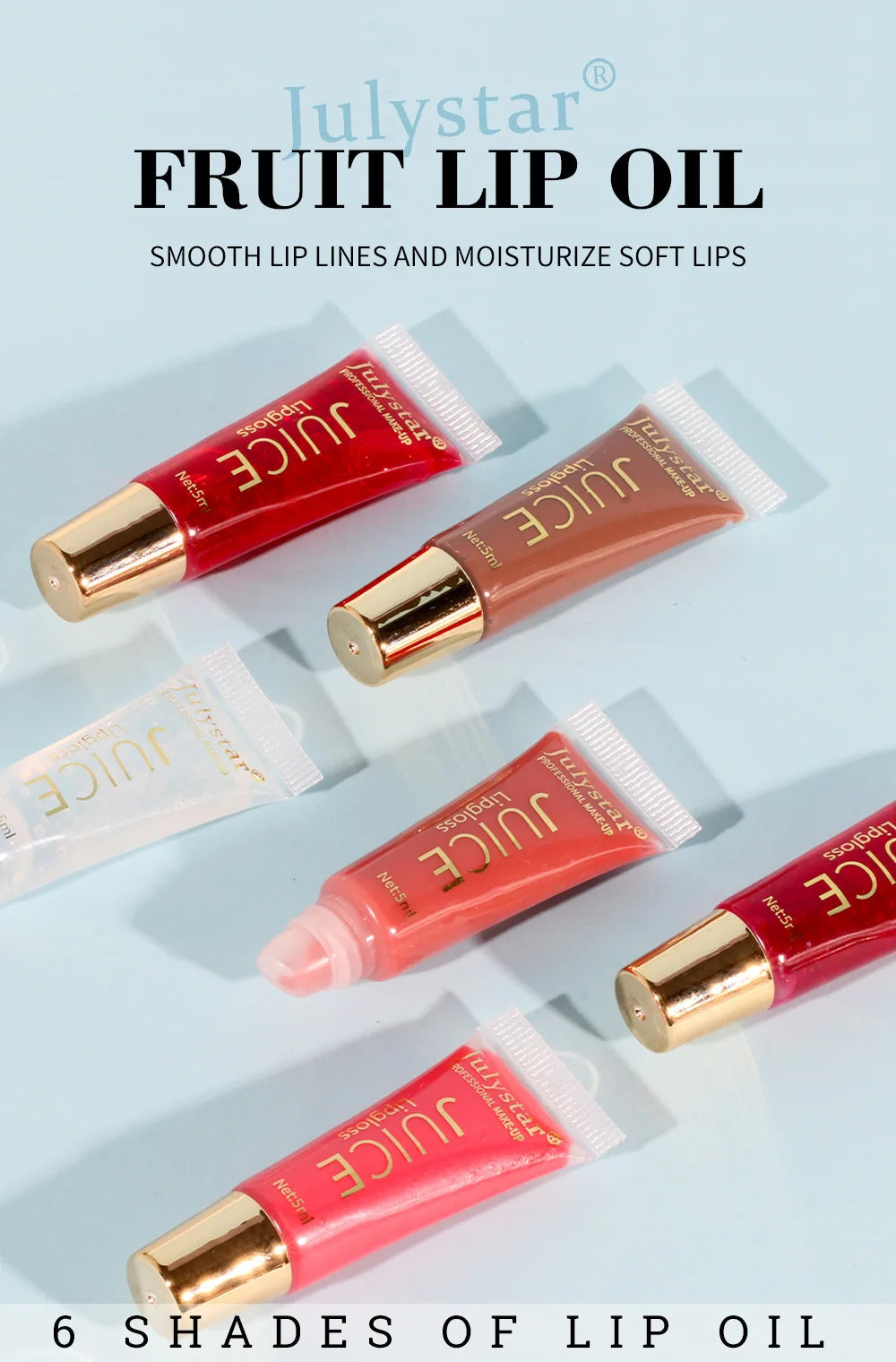 Nude Brown Plumping Lip Gloss Moisturising Fruit Lip Oil Transparent Fullness Lips Tint Soft Tube Makeup Applicator Beauty Care