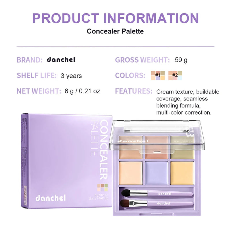 Danchel 6-Color Cream Concealer & Corrector Palette
