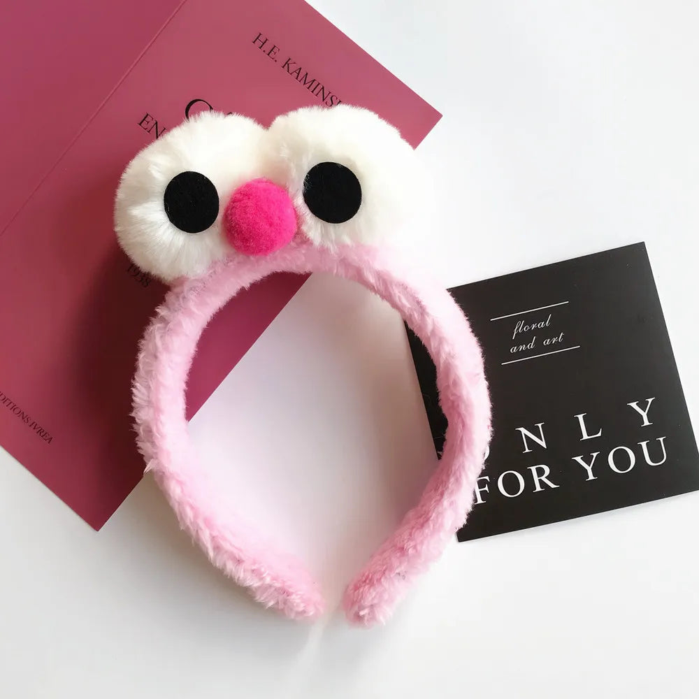 Cartoon Cute Headband New Plush Big Eyes Headband Women's Face Wash Headband Children's Headwear