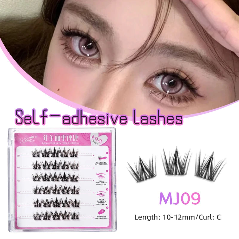 Yelix Large Capacity Self-Adhesive Eyelashes No Glue Fake Lashes Extensions Reusable for Makeup Soft Mink Eyelashes