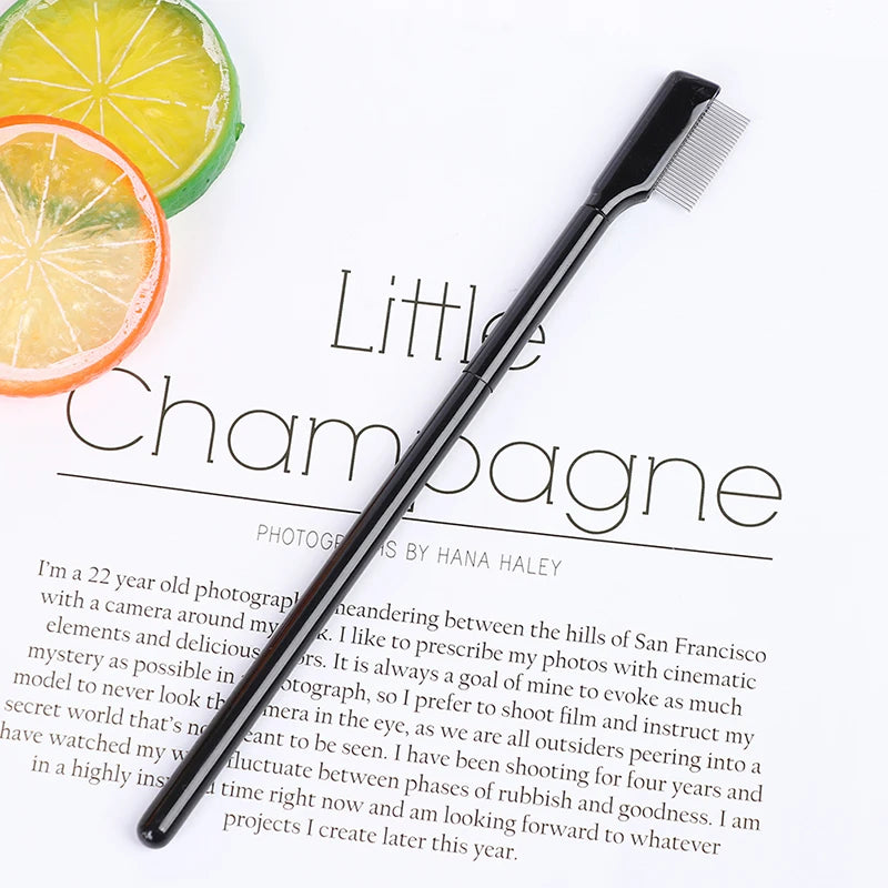 Stainless Steel Eyebrow Comb Metal  Purpose Makeup Brush Eyelash Comb with Cover  Makeup Brushes Tool