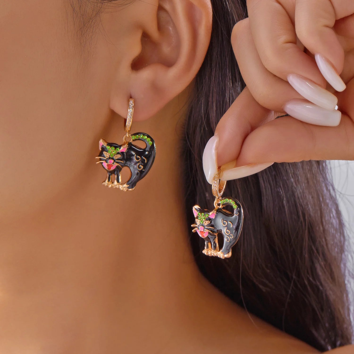 Halloween Pumpkin Dangle Earrings for Women Crystal Zircon Ghost Spider Long Tassel Dripping Oil Earring Party Festival Jewelry