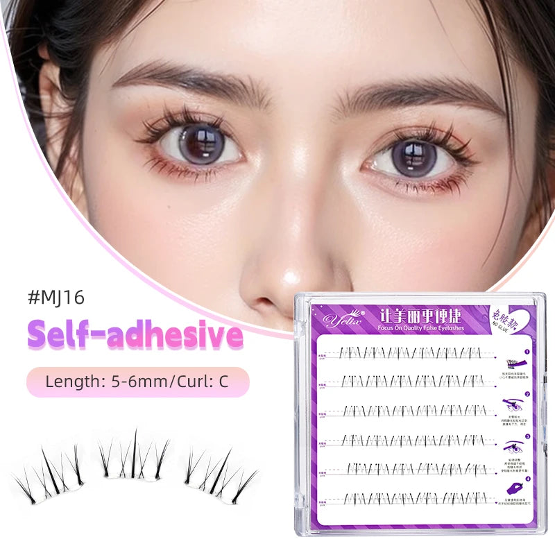 Yelix Large Capacity Self-Adhesive Eyelashes No Glue Fake Lashes Extensions Reusable for Makeup Soft Mink Eyelashes