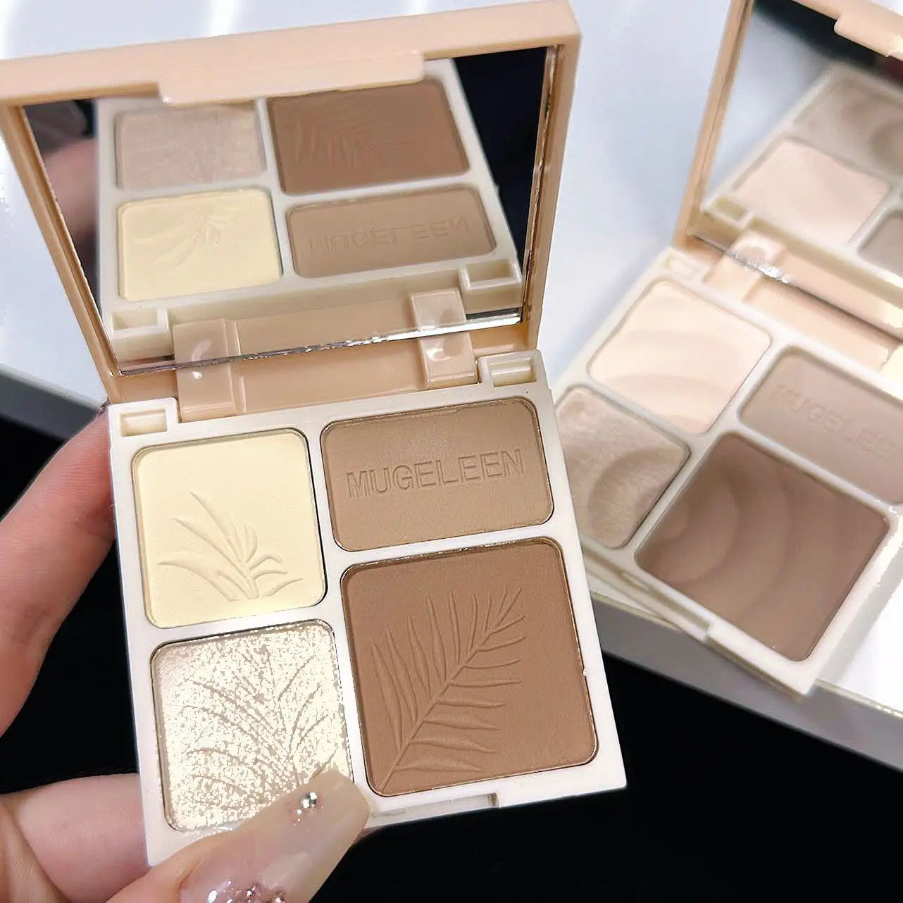 MUGELEEN 4 Color Contour Highlighter Makeup Palette