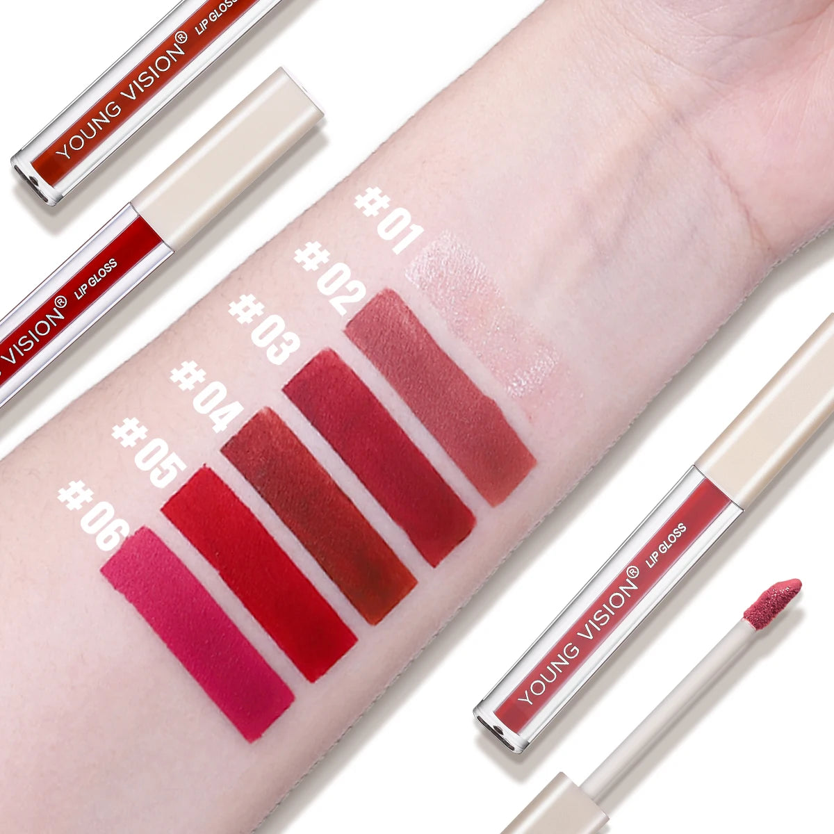 6Pcs/8Pcs Matte Color Lasting Lip Gloss Set Three-Dimensional Plastic Lips Waterproof Anti-Sweat Non-Stick Cup Lipstick Set