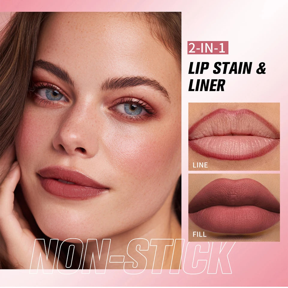 Lakerain Lip Contour Lip Stain Pen Dual-Sided Lip Liner