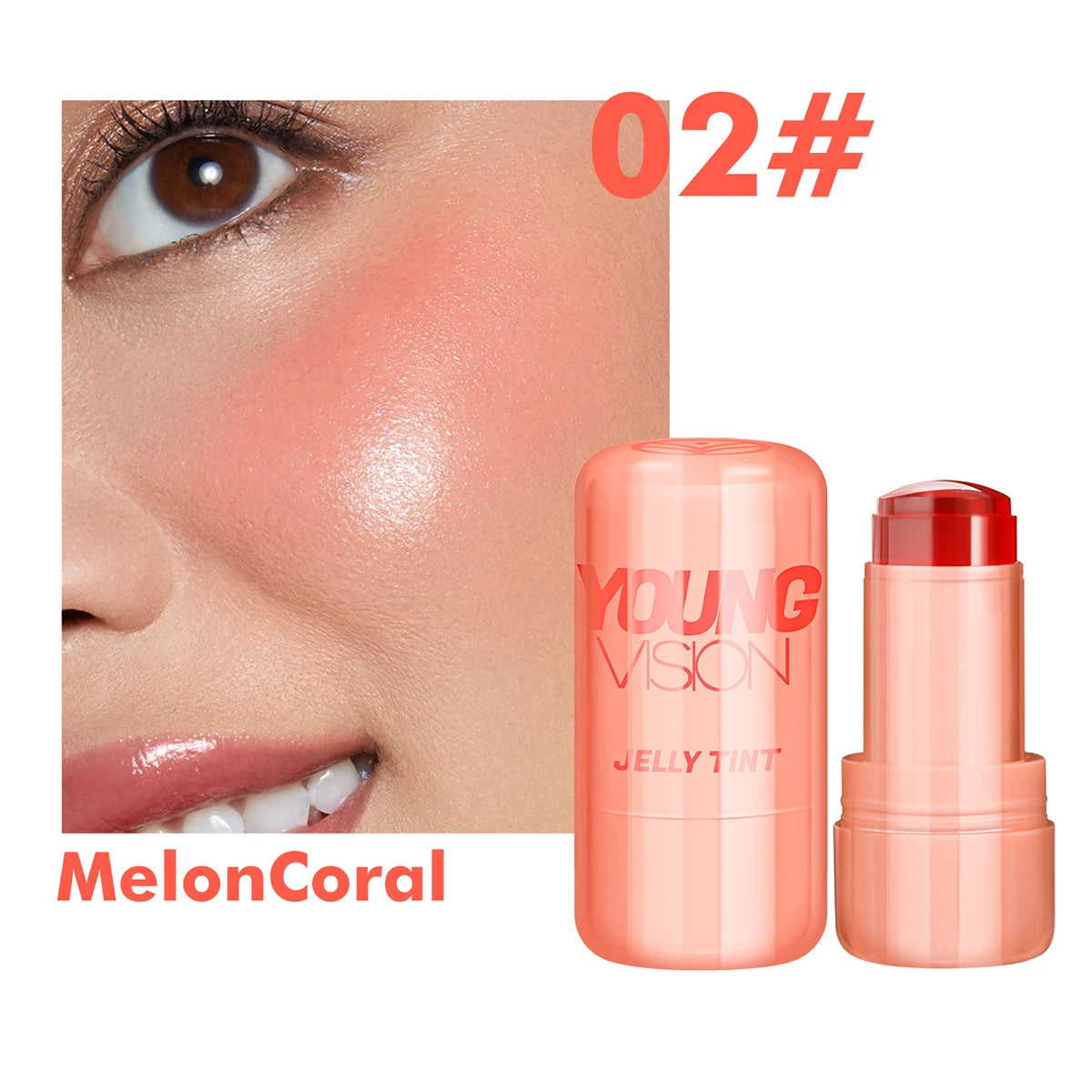 YOUNG VISION Multi-Color Jelly Blush Stick Q Pinberry Lip Dye Stick for Lip and Cheek Natural and Easy Tinting Lip Gloss Stick