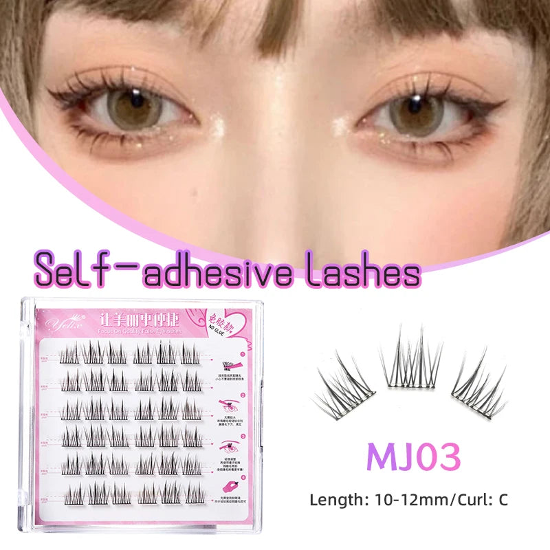 Yelix Large Capacity Self-Adhesive Eyelashes No Glue Fake Lashes Extensions Reusable for Makeup Soft Mink Eyelashes