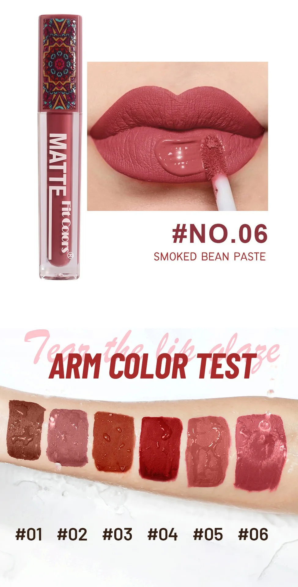 6Colors Waterproof Liquid Lipstick Matte Velvet Clay Texture Lip Gloss Bohemian Style Earth Brown Lasting Non Stick Cup Makeup