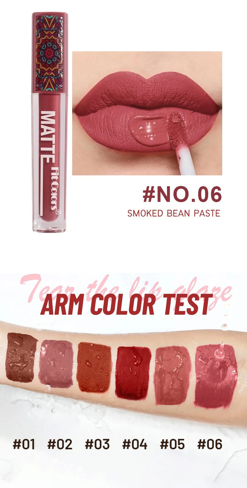 6Colors Waterproof Liquid Lipstick Matte Velvet Clay Texture Lip Gloss Bohemian Style Earth Brown Lasting Non Stick Cup Makeup