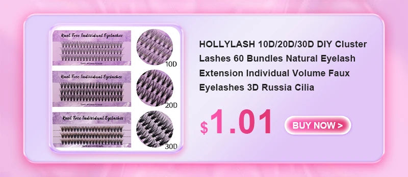 HOLLYLASH Self Adhesive Cluster Lashes Press on Pre Glued Eyelashes Volume Soft No Glue Needed Eyelash Extension Makeup Tools