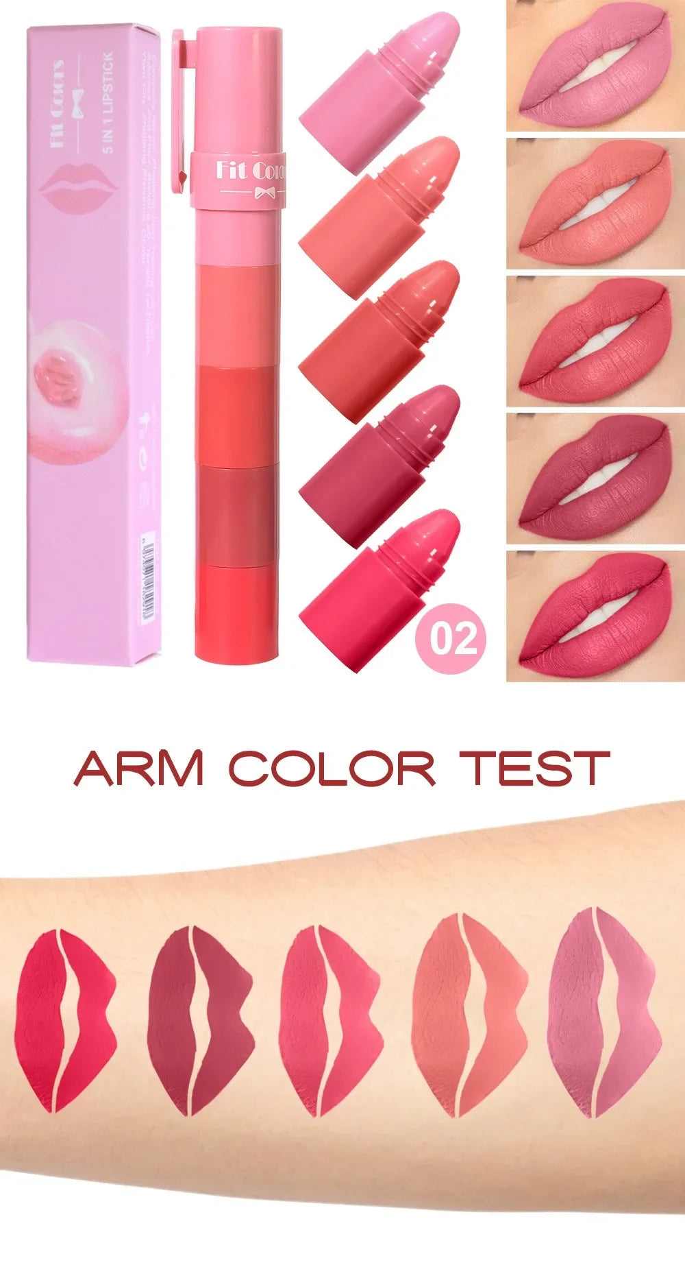 Fit Color 5-in-1 Matte Lipstick Crayon Set