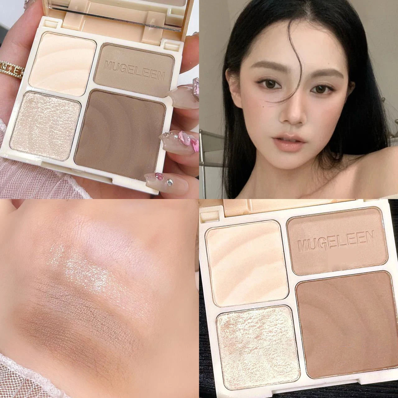 MUGELEEN 4 Color Contour Highlighter Makeup Palette
