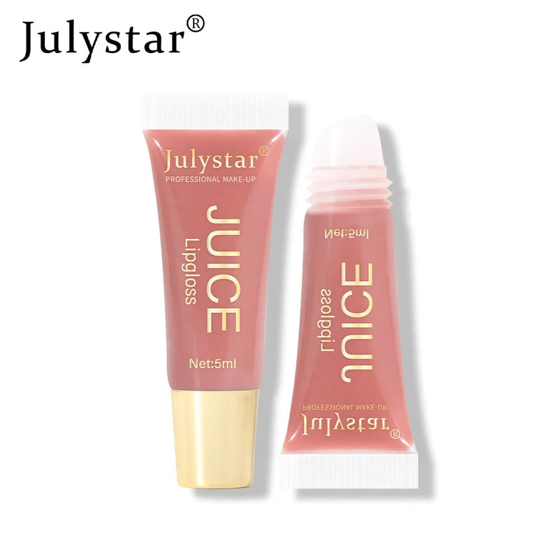 Nude Brown Plumping Lip Gloss Moisturising Fruit Lip Oil Transparent Fullness Lips Tint Soft Tube Makeup Applicator Beauty Care