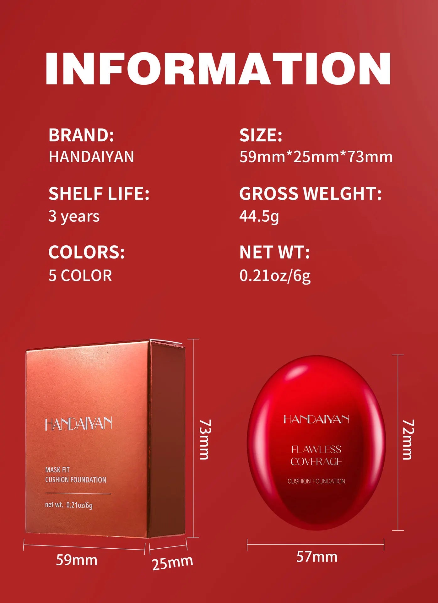 HANDAIYAN Korean Air Cushion Foundation – High Coverage
