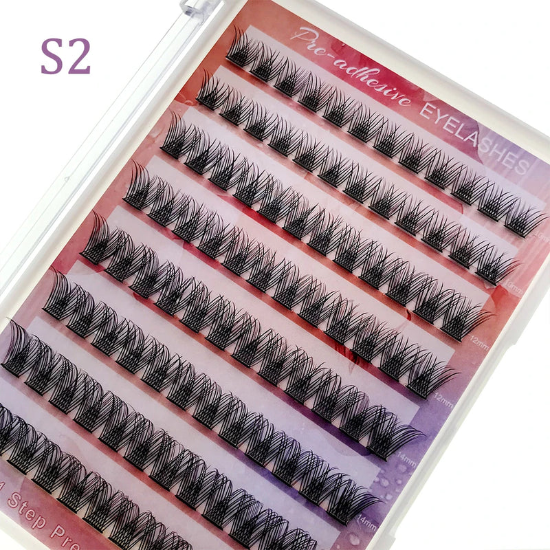 HOLLYLASH Self Adhesive Cluster Lashes Press on Pre Glued Eyelashes Volume Soft No Glue Needed Eyelash Extension Makeup Tools