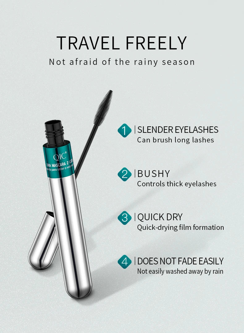 4D Mascara Double Effect Lengthen Curling Thick Eyelash Extension Long Lasting Silk Fiber Eye Lashes Makeup Mascara Cosmetics