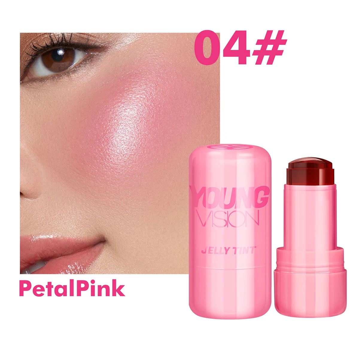 YOUNG VISION Multi-Color Jelly Blush Stick Q Pinberry Lip Dye Stick for Lip and Cheek Natural and Easy Tinting Lip Gloss Stick