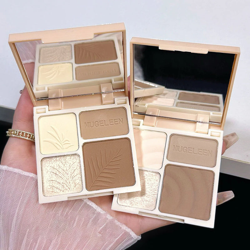 MUGELEEN 4 Color Contour Highlighter Makeup Palette