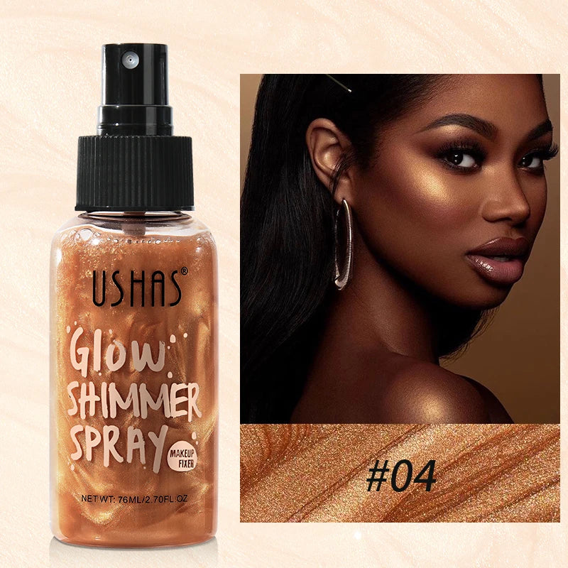 USHAS Glow Shimmer Spray Liquid Highlighter for Face & Body