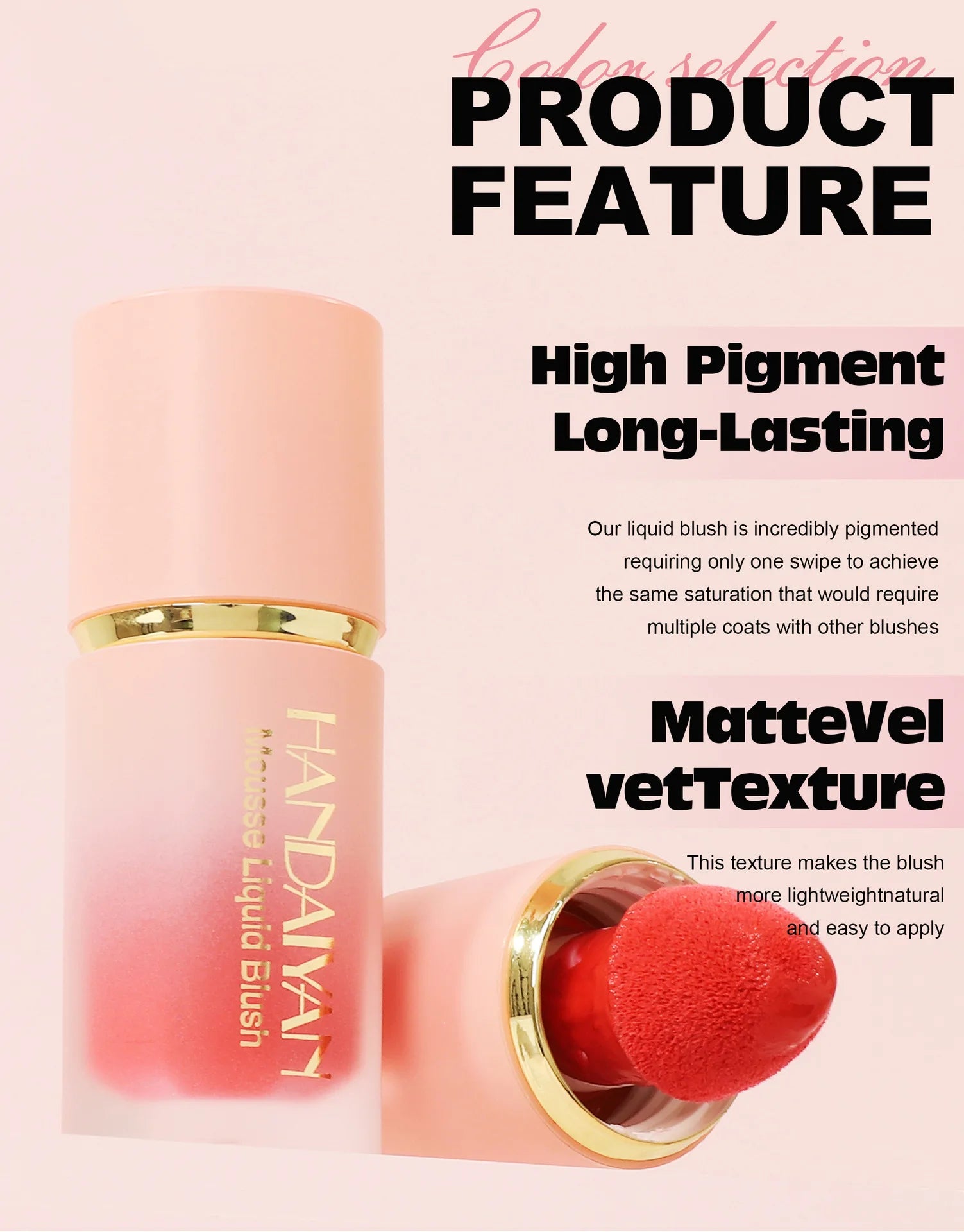 HANDAIYAN Matte Liquid Blush with Sponge Tip Applicator
