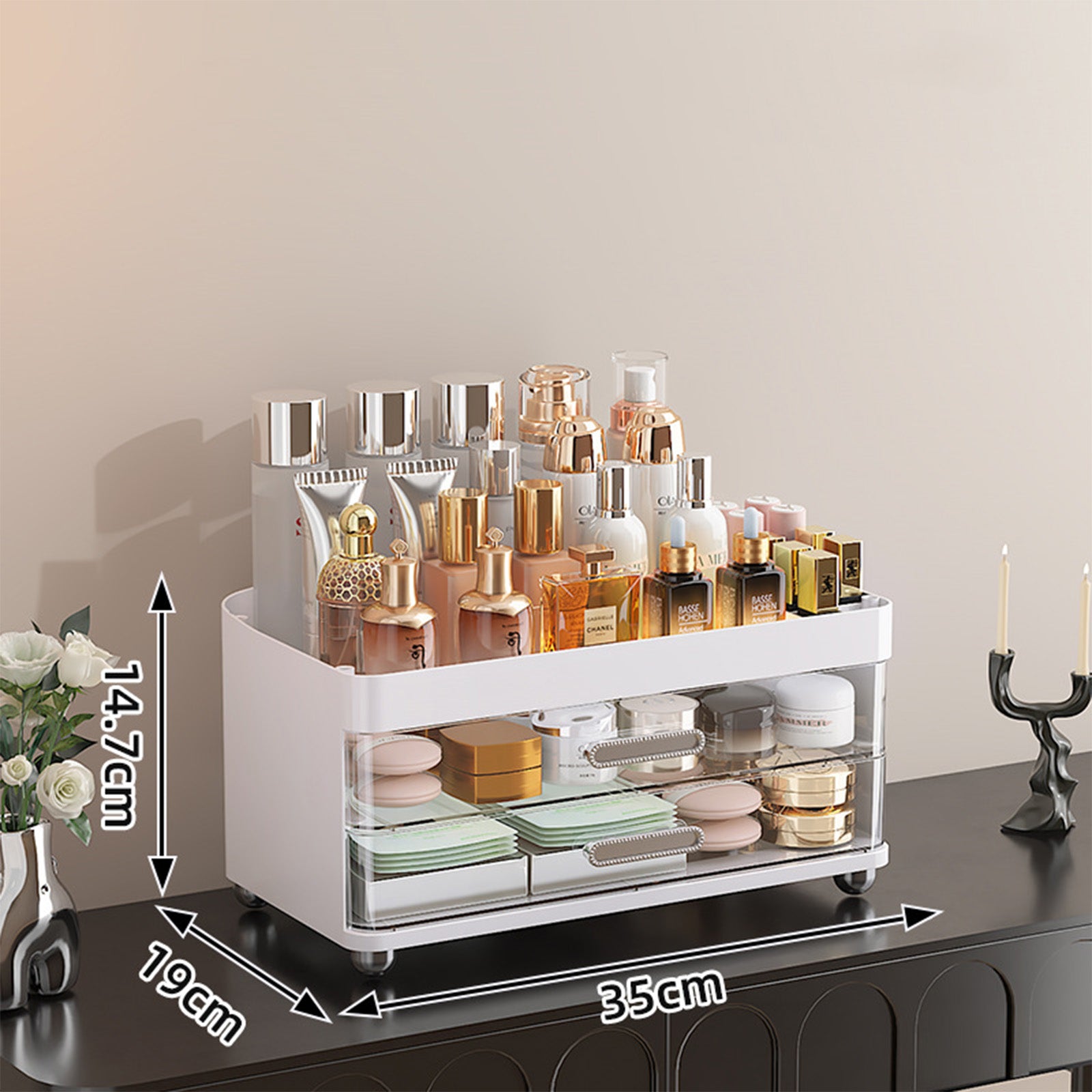 2-Drawer 4-Tier Makeup & Vanity Organizer