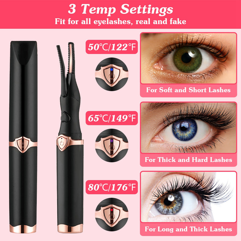 2-in-1 Electric Heated Eyelash Curler with Comb